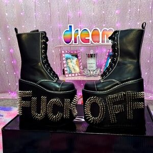 Dolls Kill Black Platform Boots Size 8 BNIB